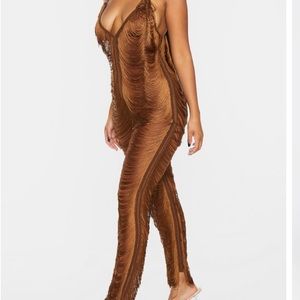 PLT Chocolate Tassel Strappy Jumpsuit